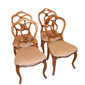 Gruppo di 4 sedie Francesi stile Luigi Filippo del 1800 legno di Noce