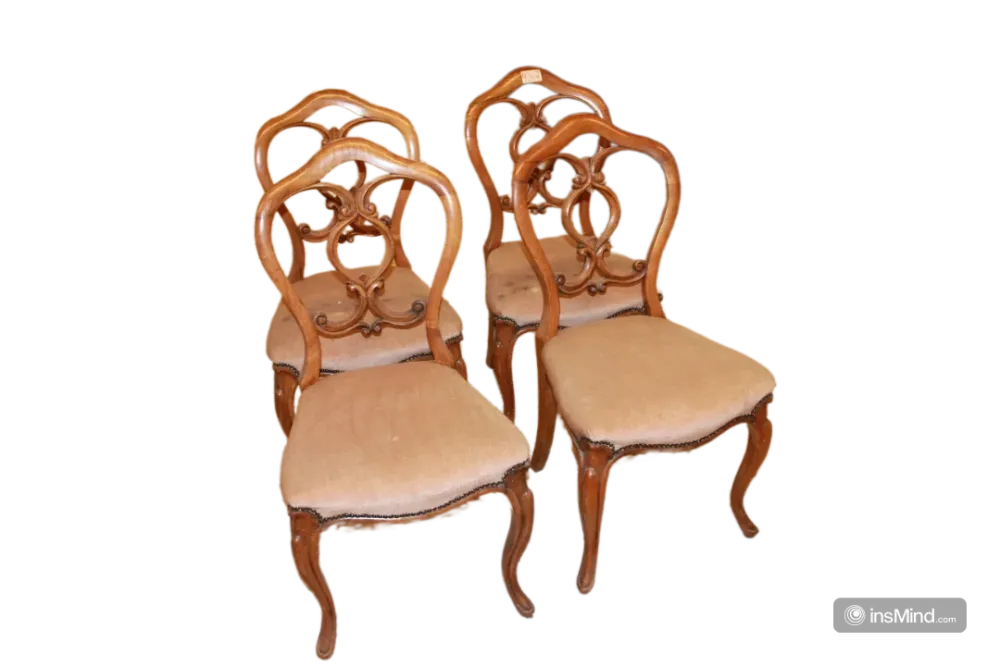 Gruppo di 4 sedie Francesi stile Luigi Filippo del 1800 legno di Noce