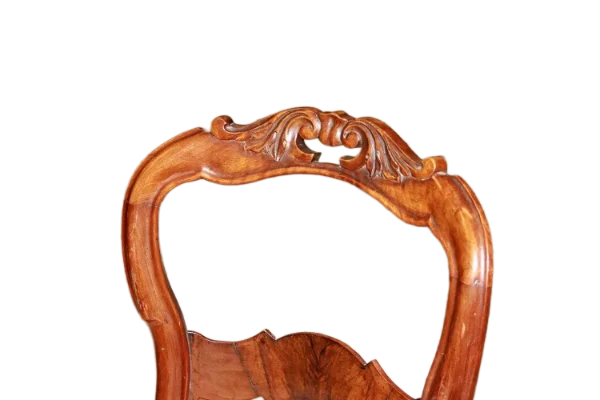 Gruppo di 6 sedie Luigi Filippo Francesi Legno di Noce Fiammato