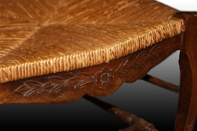 Gruppo di 6 sedie provenzali legno di rovere con seduta impagliata