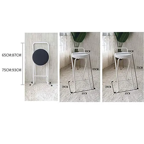 GSKD Sgabelli da Bar Pieghevole Sgabello da Bar Rotondo Similpelle con Schienale E Poggiapiedi Sedia da Bar 65cm 75cm, Str...