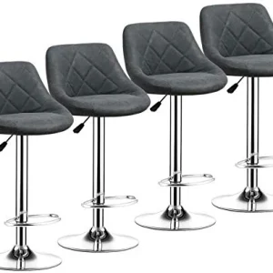 HCYY Set di 2 sgabelli da Bar Blu, sgabelli da Cucina Regolabili Altezza sgabelli da Bar Pelle PU con poggiapiedi Base cro...