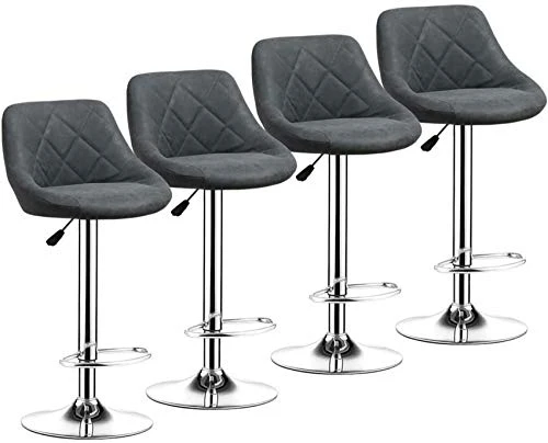 HCYY Set di 2 sgabelli da Bar Blu, sgabelli da Cucina Regolabili Altezza sgabelli da Bar Pelle PU con poggiapiedi Base cro...