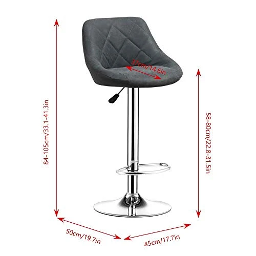 HCYY Set di 2 sgabelli da Bar Blu, sgabelli da Cucina Regolabili Altezza sgabelli da Bar Pelle PU con poggiapiedi Base cro...