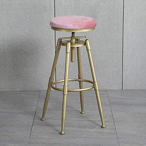 HMM Metallo Sgabello da Bar Verde/Rosa, Sgabelli Bar Regolabile Altezza Girevole,sedie da Bar Rotondo Velluto, 70-90 Cm, G...