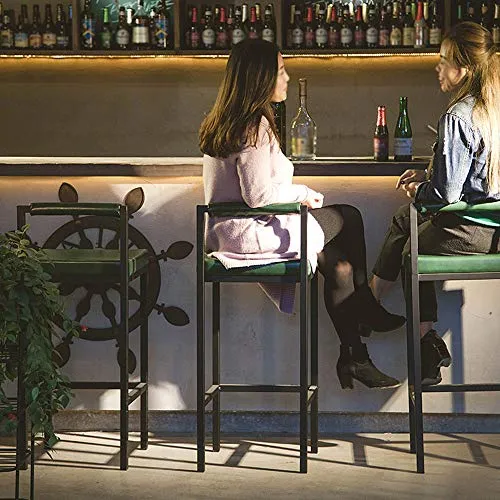 HMM retrò Moderno Sgabelli Bar Sgabello da Bar Verde Scuro Sedie da Bar Square Sedie da Pranzo Similpelle Seduta Imbottita...