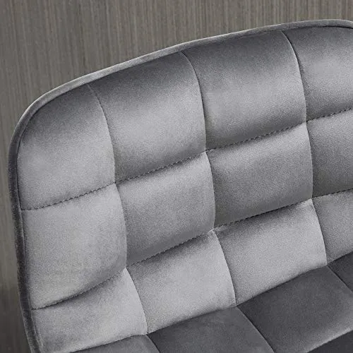 homcom Set 2 Sgabelli da Bar Sedie Imbottite per Salotto Stile Nordico, Rivestimento Velluto e Poggiapiedi, Grigio, 45x47x...