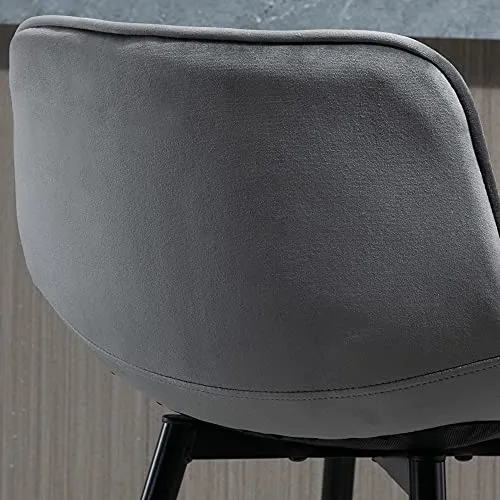 homcom Set 2 Sgabelli da Bar Sedie Imbottite per Salotto Stile Nordico, Rivestimento Velluto e Poggiapiedi, Grigio, 45x47x...