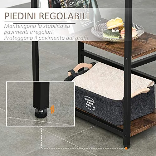 HOMCOM Set Tavolo Alto con 2 Sgabelli e Scaffale Stile Industriale Metallo e Legno, Arredamento Moderno Bar e Cucina, Marr...