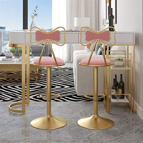 AYQ- Sedia da Bar da 24,4"-32,3", Sedia da Bar Ferro Battuto Dorato con Schienale Ad Arco, Sedia da Cucina, Sedia Girevole...