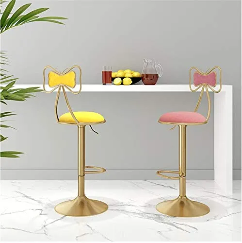 AYQ- Sedia da Bar da 24,4"-32,3", Sedia da Bar Ferro Battuto Dorato con Schienale Ad Arco, Sedia da Cucina, Sedia Girevole...