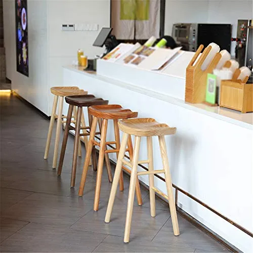 AYQ- Sgabelli da Bar Legno Massello, 55/65 / 75CM Sgabello Alto Stile Industriale Casa Balcone Cafe Bistro Sgabello da Pra...