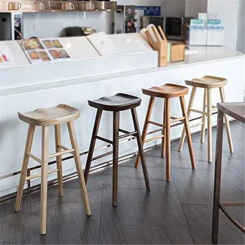 AYQ- Sgabelli da Bar Legno Massello, 55/65 / 75CM Sgabello Alto Stile Industriale Casa Balcone Cafe Bistro Sgabello da Pra...