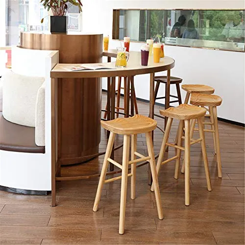 AYQ- Sgabelli da Bar Legno Massello, 55/65 / 75CM Sgabello Alto Stile Industriale Casa Balcone Cafe Bistro Sgabello da Pra...