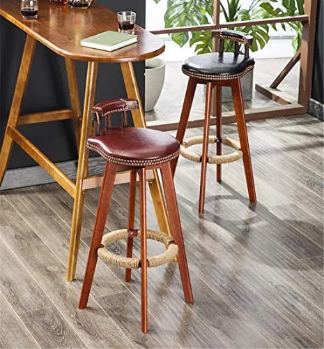 Home Bar Furniture AYQ- Retro Sedia, con Schienale Legno Sedia Girevole Bookstore Cafe Bevande Shop possibilità Sgabello d...