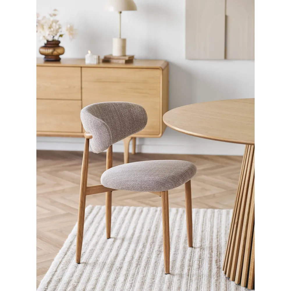 Sedia da pranzo, sabbia, gambe effetto legno, rovere Alzo House nordic