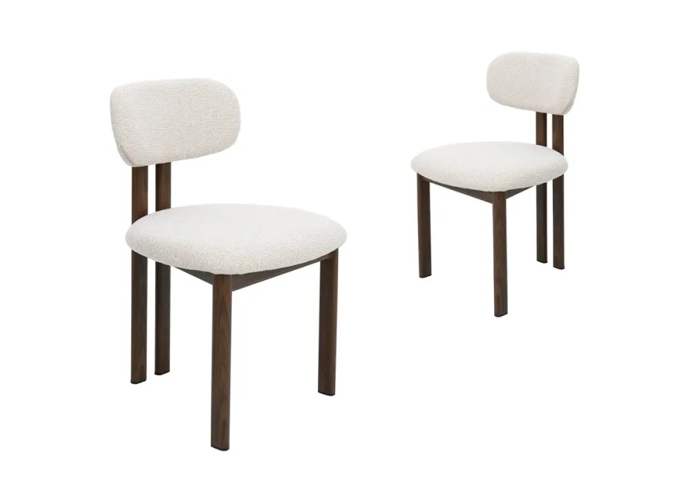 Set di 2 sedie tessuto strutturato ecrù con gambe metallo marrone LEONA HT