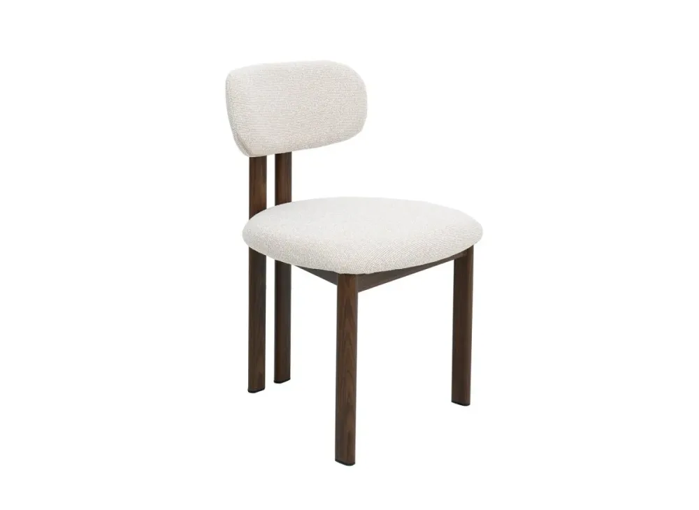 Set di 2 sedie tessuto strutturato ecrù con gambe metallo marrone LEONA HT