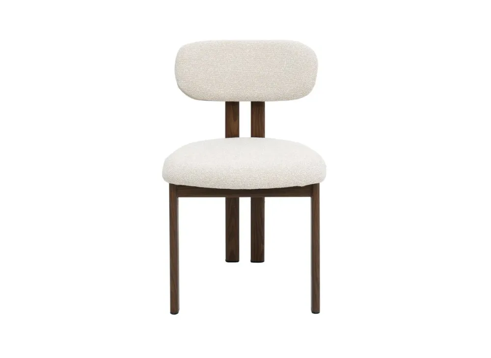 Set di 2 sedie tessuto strutturato ecrù con gambe metallo marrone LEONA HT