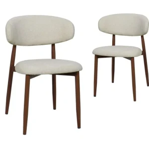 Set di 2 sedie tweed écru con gambe metallo marrone FLAVIA HT