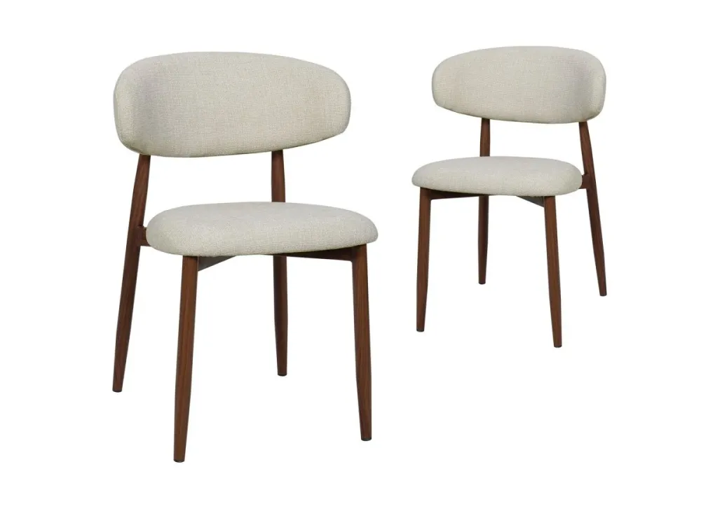 Set di 2 sedie tweed écru con gambe metallo marrone FLAVIA HT