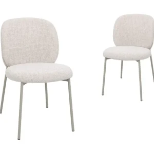 Set di 2 sedie tweed écru e gambe metallo grigio MARCUS HT