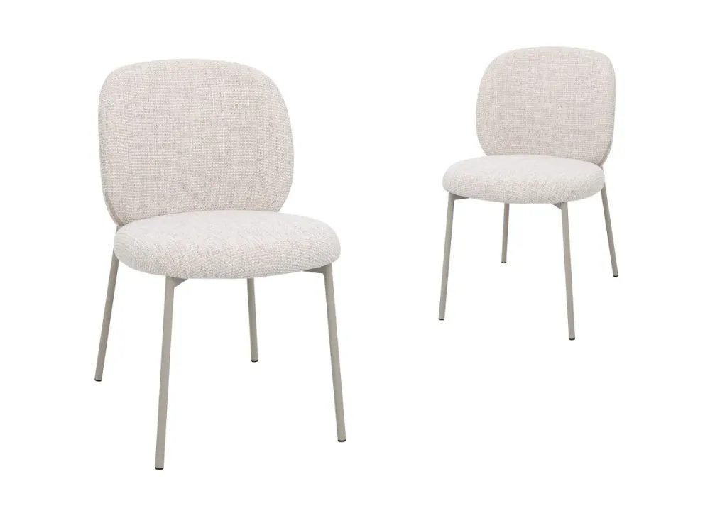 Set di 2 sedie tweed écru e gambe metallo grigio MARCUS HT