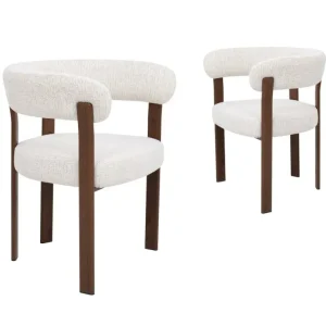Set di 2 sedie velluto intrecciato ecrù con gambe metallo marrone DIEGO HT