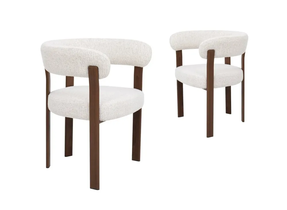 Set di 2 sedie velluto intrecciato ecrù con gambe metallo marrone DIEGO HT
