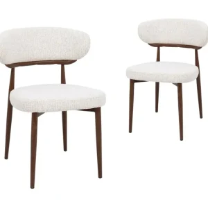 Set di 2 sedie velluto intrecciato ecrù con gambe metallo marrone JULES HT