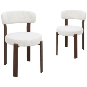 Set di 2 sedie velluto intrecciato ecru gambe metallo marrone MARYSE HT