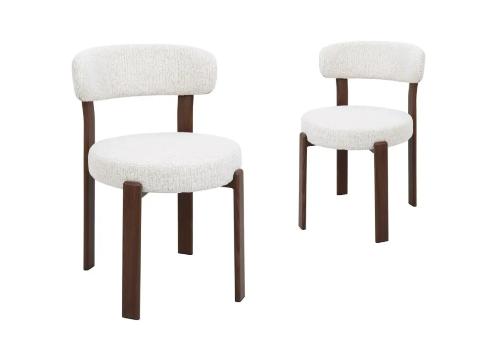 Set di 2 sedie velluto intrecciato ecru gambe metallo marrone MARYSE HT