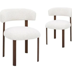 Set di 2 sedie velluto intrecciato ecru gambe metallo marrone LOUISA HT