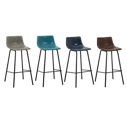 HUAXUE ZHXZHXMY Simple Family Stool Side Chair con Schienale Basso, Bar Sgabello con PU Imbottito Sedile e Nero Gamba Meta...