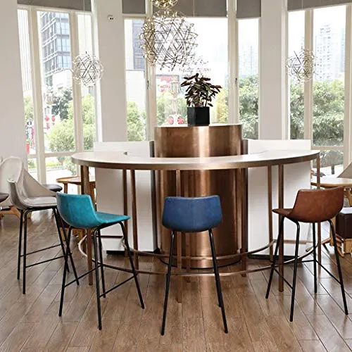 HUAXUE ZHXZHXMY Simple Family Stool Side Chair con Schienale Basso, Bar Sgabello con PU Imbottito Sedile e Nero Gamba Meta...