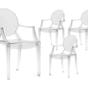 Set di 4 sedie plexi trasparente con braccioli TOLGA HY