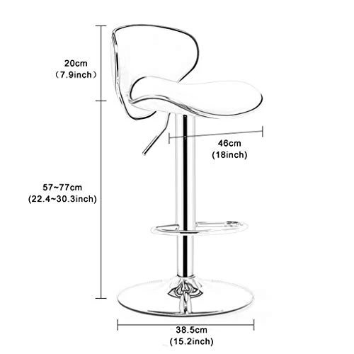 Sgabelli da Bar girevoli Regolabili, Pelle PU con Base cromata, sedie da Bar Pub Gaslift, Altezza Regolabile 22,4 '' ~ 30,...