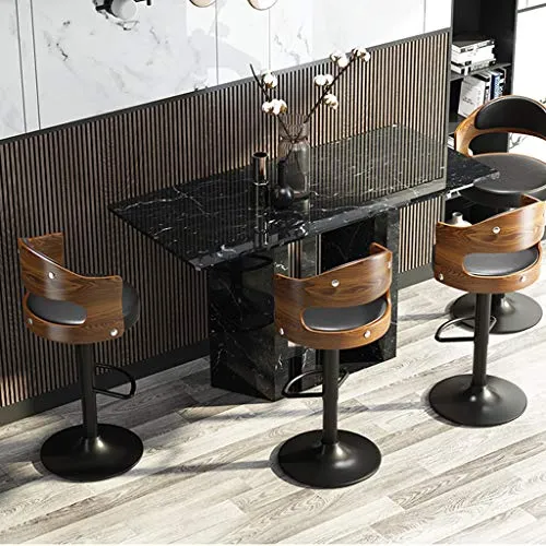 Sgabelli da Bar Regolabili Altezza Regolabile da 60 cm 80 cm con Schienale Legno massello e Cuscino Ecopelle HYXI-Bar Stool