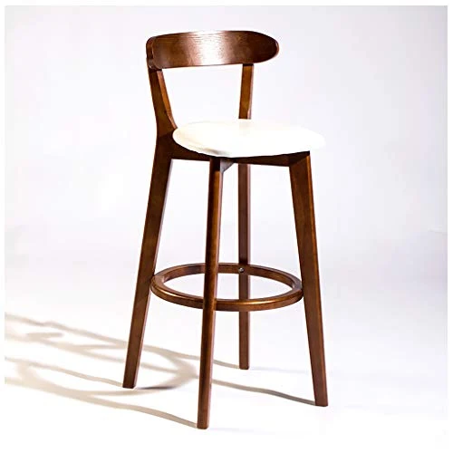 Sgabello da Bar Legno massello di Noce, Sedia da Pranzo per la Colazione retrò, Sedile Ecopelle, per Bar da Cucina, tavoli...