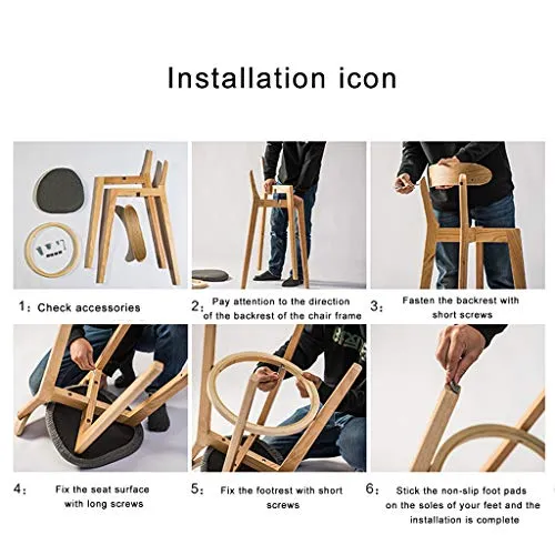 Sgabello da Bar Legno massello di Noce, Sedia da Pranzo per la Colazione retrò, Sedile Ecopelle, per Bar da Cucina, tavoli...