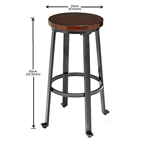 Sgabello da Bar retrò, Sedia Legno massello Elegance Home Sgabello Sedia con Gambe Metallo Nero per Patio Colazione Angolo...