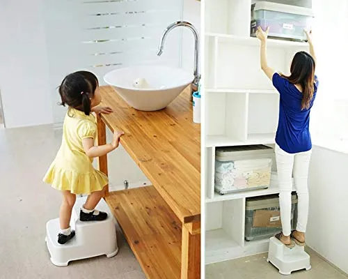 HYY-YY Bambini Bianchi del Bambino Stool, Sgabello 2 Passo PP plastica Ispessimento antislittamento Lavabo Bagno Sgabello...