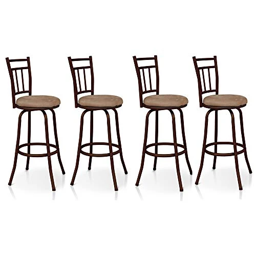 IKAYAA Sgabelli da Bar, Set 4 Sedie Industrial Sgabello Girevole Anticato con Schienale Metallo Cornice Sedia da Cucina Pr...