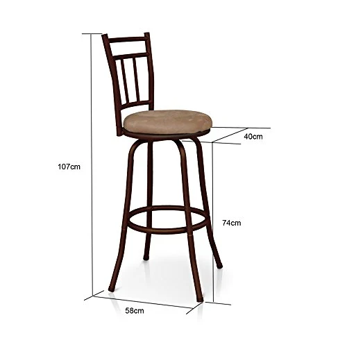 IKAYAA Sgabelli da Bar, Set 4 Sedie Industrial Sgabello Girevole Anticato con Schienale Metallo Cornice Sedia da Cucina Pr...