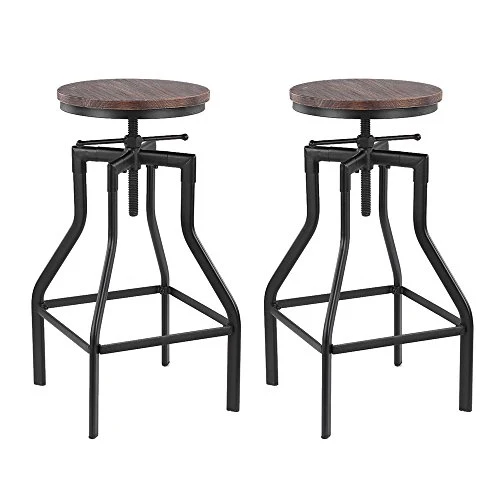 IKAYAA Sgabelli Industrial, 2 Sgabelli da Bar, Altezza Sgabello Girevole Regolabile Altezza Sgabello Stile Industriale Pin...