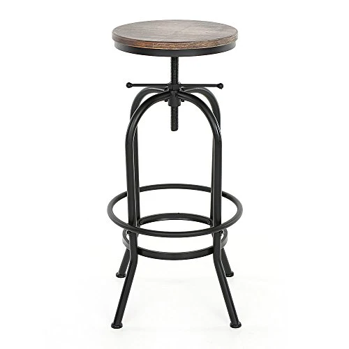 IKAYAA Sgabello Industriale, Set di 6 Sgabello Bar, Industriale Altezza Regolabile Girevole Sgabelli Cucina Naturale Legno...