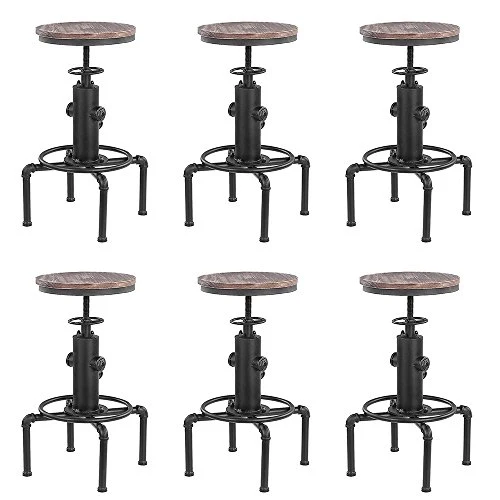IKAYAA Sgabello Industriale, Set di 6 Sgabello Bar, Metal Sgabelli Cucina Sgabello Altezza Pendente Girevole Regolabile Le...