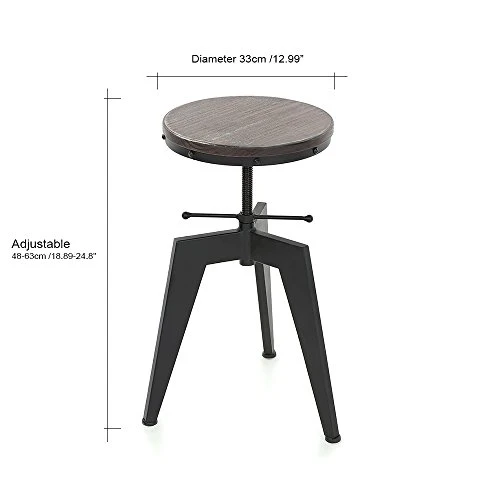 IKAYAA Sgabello Industriale, Set di 6 Sgabello Bar, Naturale Legno di Pino Piano Girevole Sgabelli Cucina Pranzo Angolo Se...