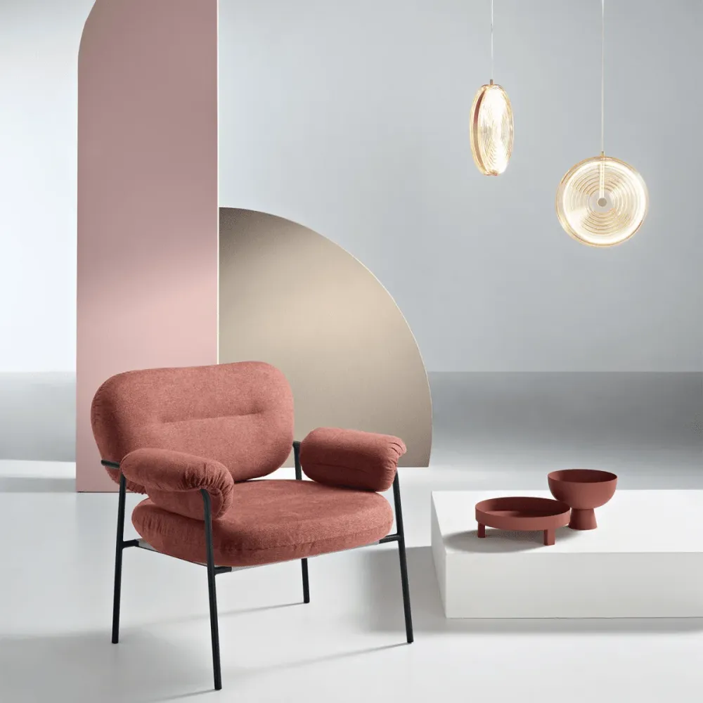 Poltrona tessuto moderna "Lumisera" con struttura metallo cm 80x79 75h ikone