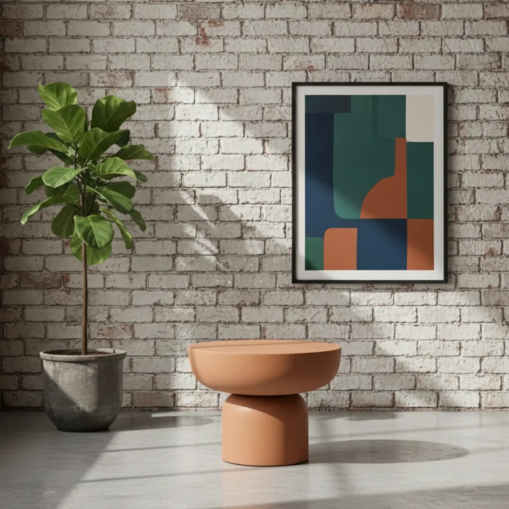 Tavolino "Pop" scultoreo microcemento rotondo cm Ø 48x35h ikone